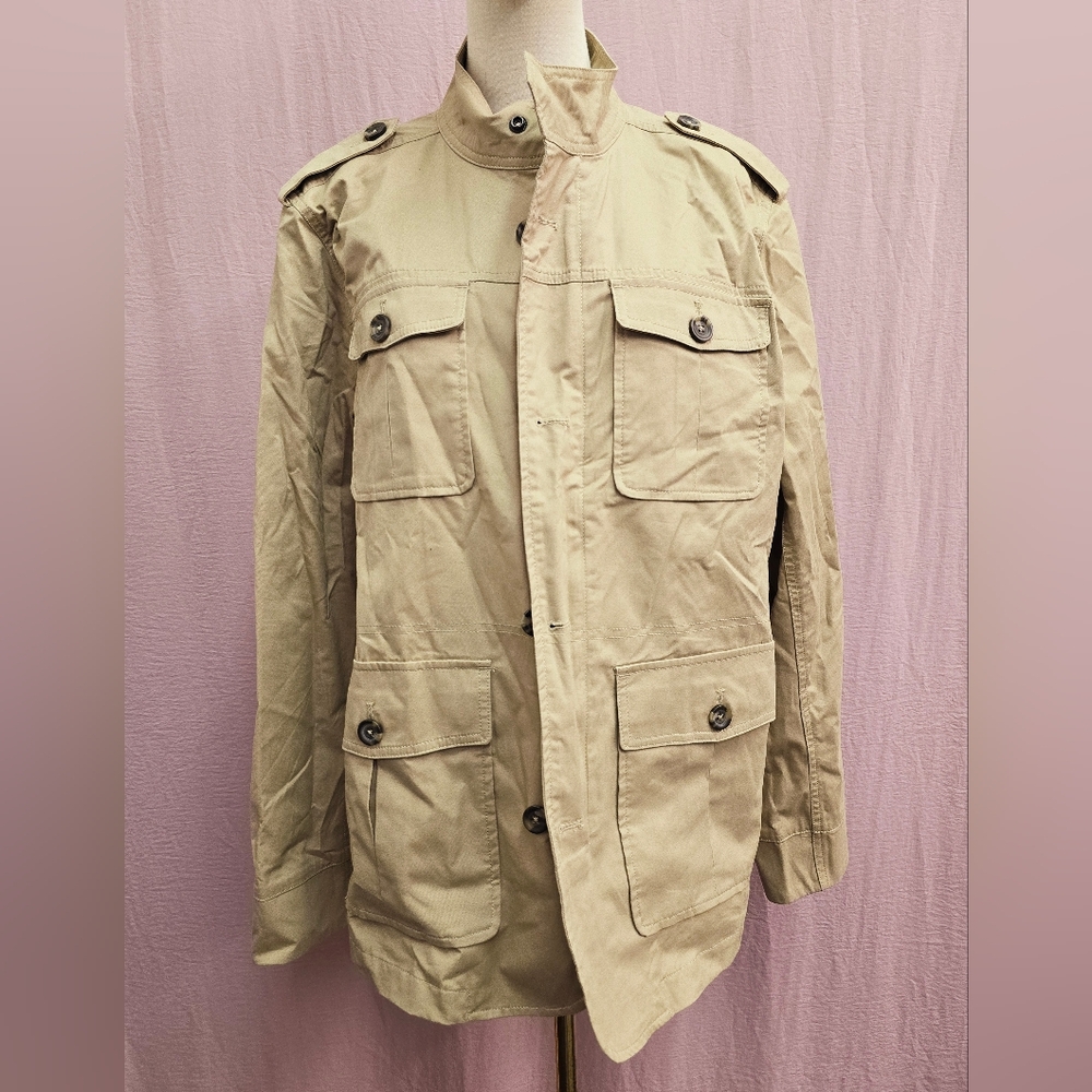 Club Room Men's 4 Pocket Field Jacket - Khaki- Large NEW